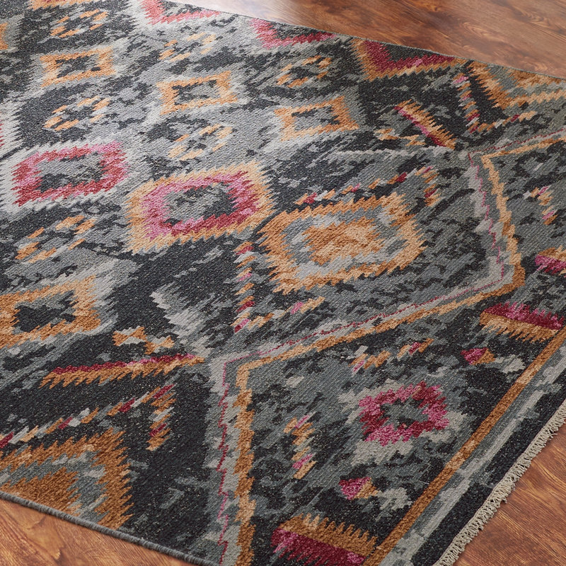 Zahara Hand Knotted Wool Area Rug, Rectangle 9' x 12'