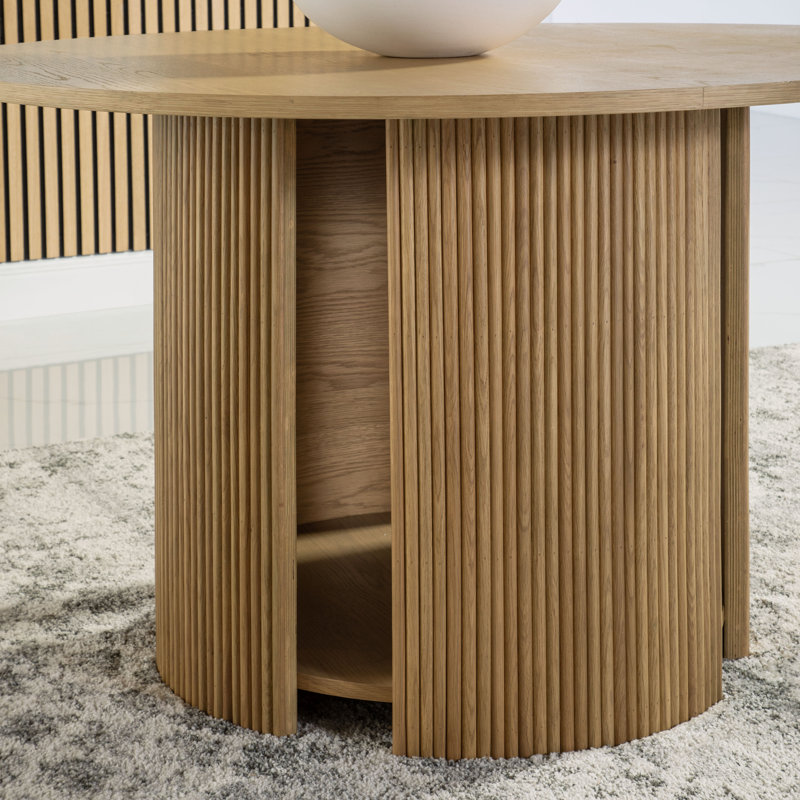 Sorine Round Solid Wood Dining Table, Brown