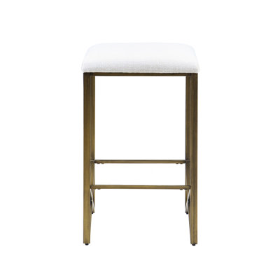 Tabouret rembourré sans dossier de 26 po de hauteur - option peu encombrante pour les repas. Base en métal bronze, siège rembourré confortable. Assemblage requis, siège de comptoir élégant de 26 po avec rangement