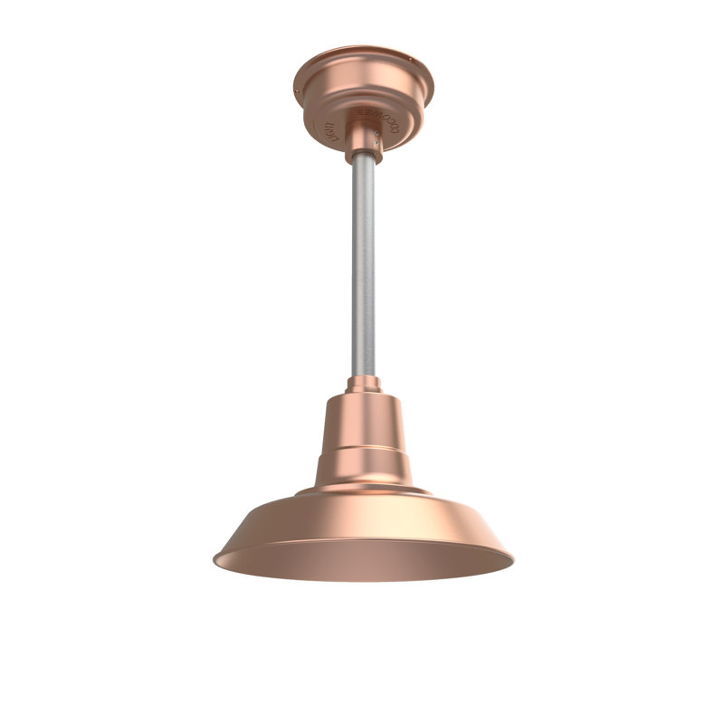 Luminaire suspendu en forme de dôme à 1 lumière DEL Haleigh, H 48 po x l 12 po x P 12 po, Cuivre uni / argent galvanisé