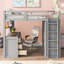 Lit mezzanine avec tiroirs, bureau et garde-robe-129345150