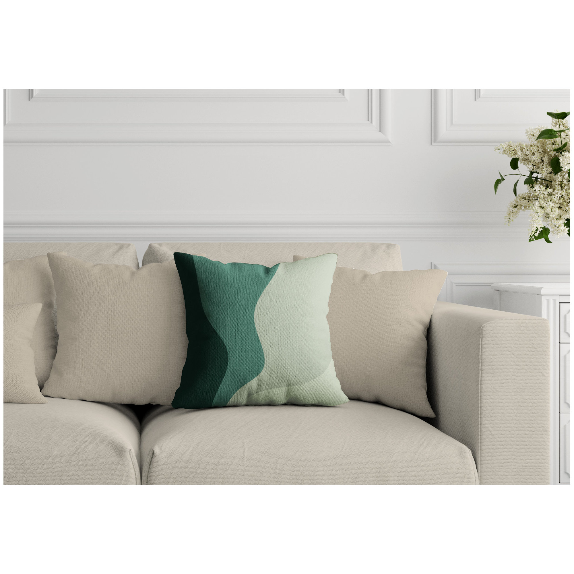 Bunko Ombre Indoor/Outdoor Throw Pillow, 15" x 15", Emerald, Square