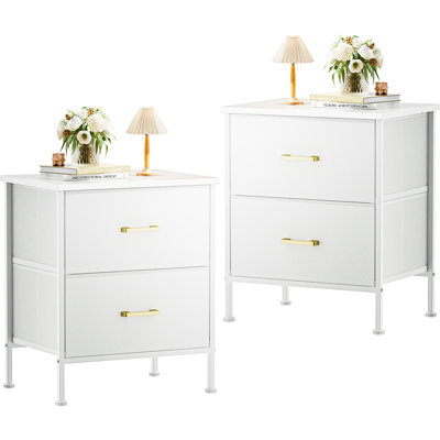 Table de chevet, petite commode pour la chambre à coucher, table de bout avec garde-robe à 2 tiroirs en tissu