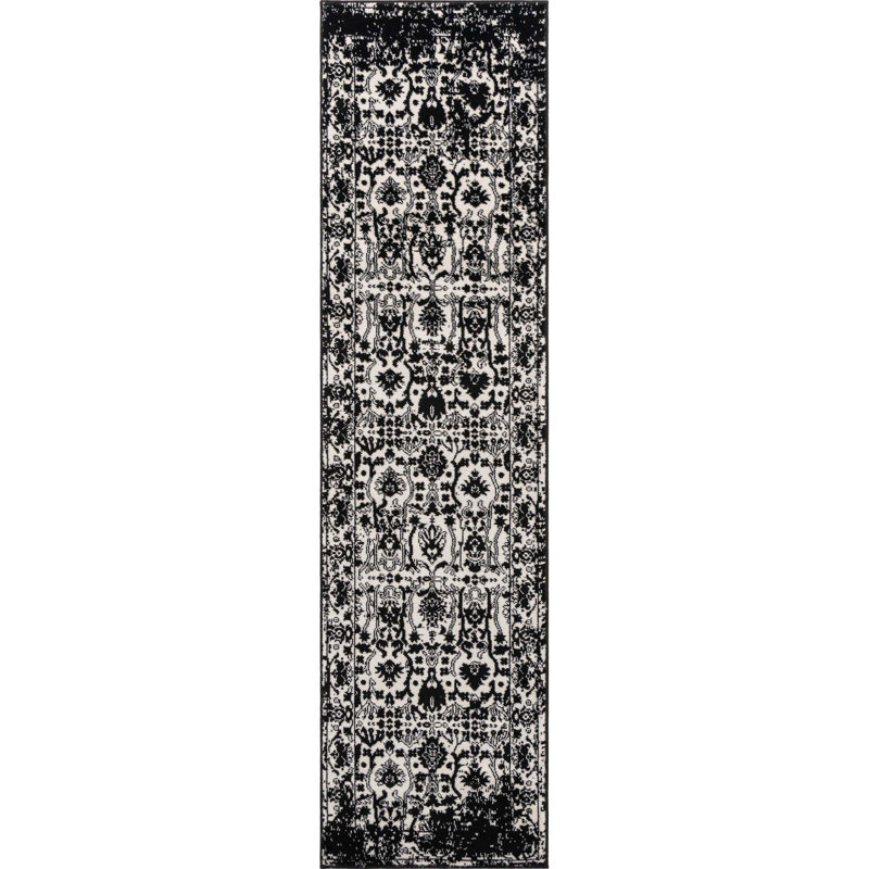 Ortilio Oriental Area Rug, Runner 2' x 8', Black