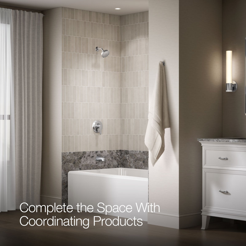 Kohler July Rite-Temp Bath and Shower Valve Trim with Lever Handle and Npt Spout, Less Showerhead
