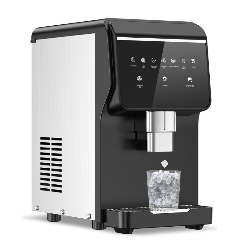 12 in. 100+ lbs. /24H Countertop Ice Maker Automatic Drop Clear Ice Cubes in Black Portable Moving Ice Machine