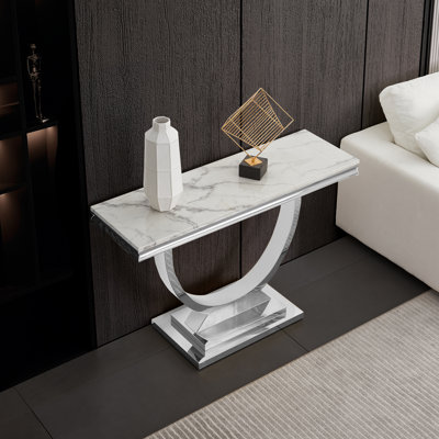 Tobitha 47" Faux Marble Top Metal Base Console Table