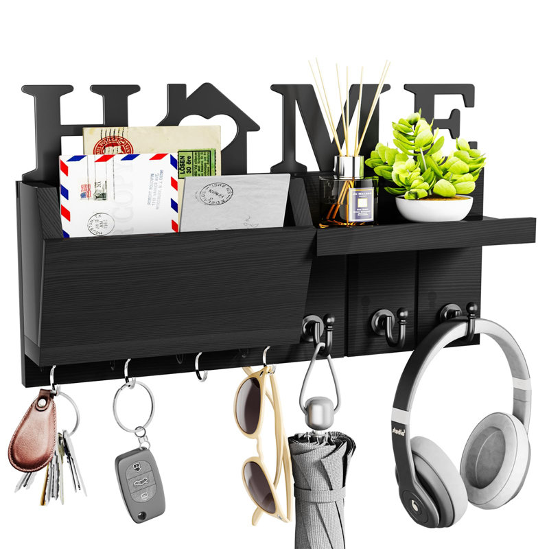 Manufactured Wood Wall Organizer, Black