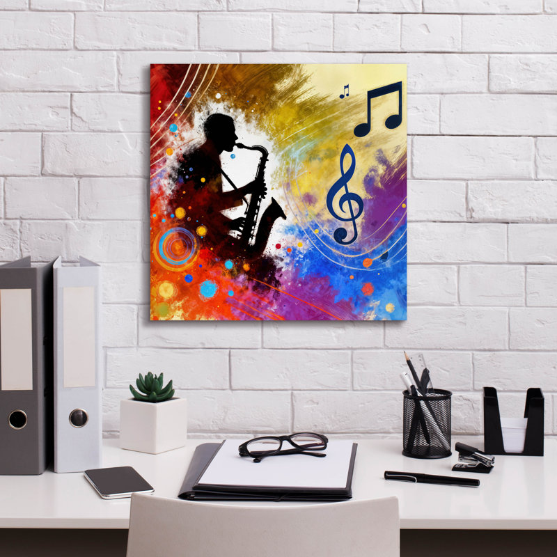 «Sax Player» par Rey Klimt, art mural, H 18 po x l 18 po
