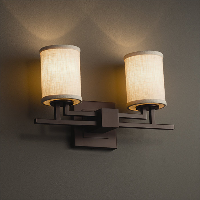 Éclairage pour meuble-lavabo 2 lumières à crochet rouge avec bord plat, Crème, Bronze foncé