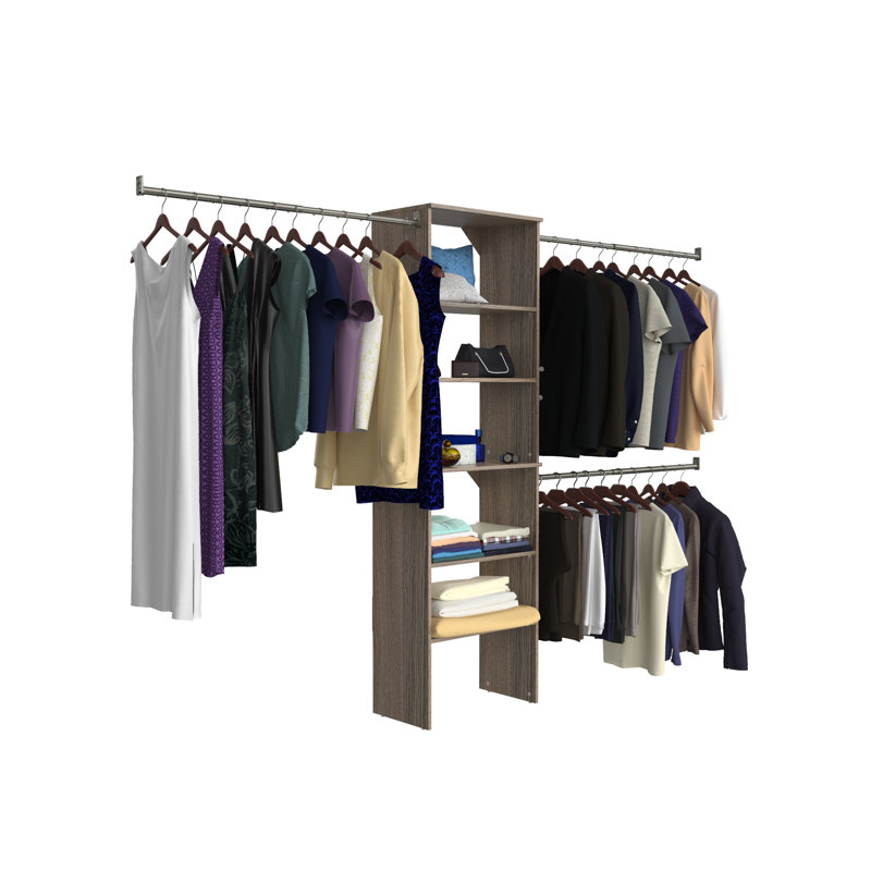 SuiteSymphony 84" W - 120" W Closet System with Drawers and Doors, Natural Gray