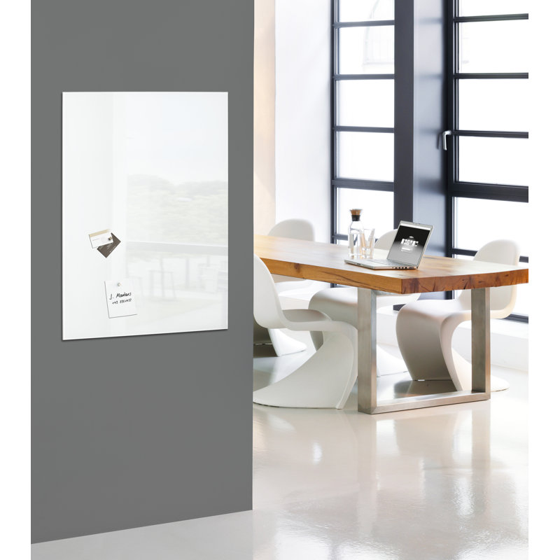 Artverum Wall Mounted Glass Board, 48cm H x 78cm W x 78cm L, White
