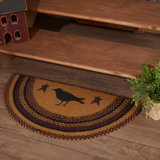 Heritage Farms Geometric Braided Mustard Tan/Raven Black/Burgundy Area Rug