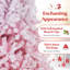 Arbre de Noël artificiel 6 pi avec 820 branches et base pliante en métal blanc et rose-1036524048-1036524052