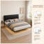 Metal Floating Bed Frame with Adjustable Height Upholstered Headboard, Built-in USB Charging & LED Lighting-437318176