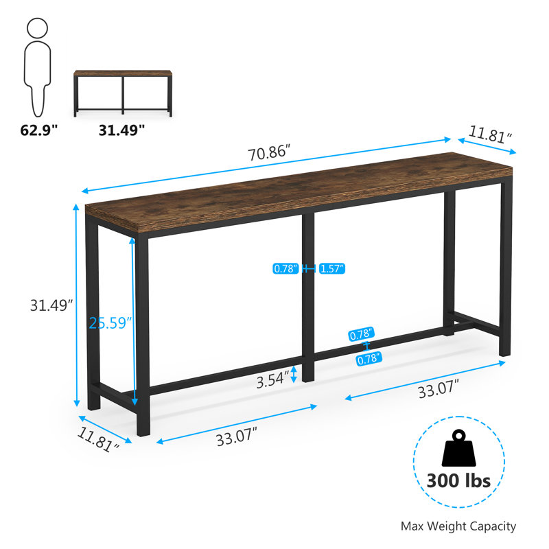 Heeter 71'' Console Table, Brown