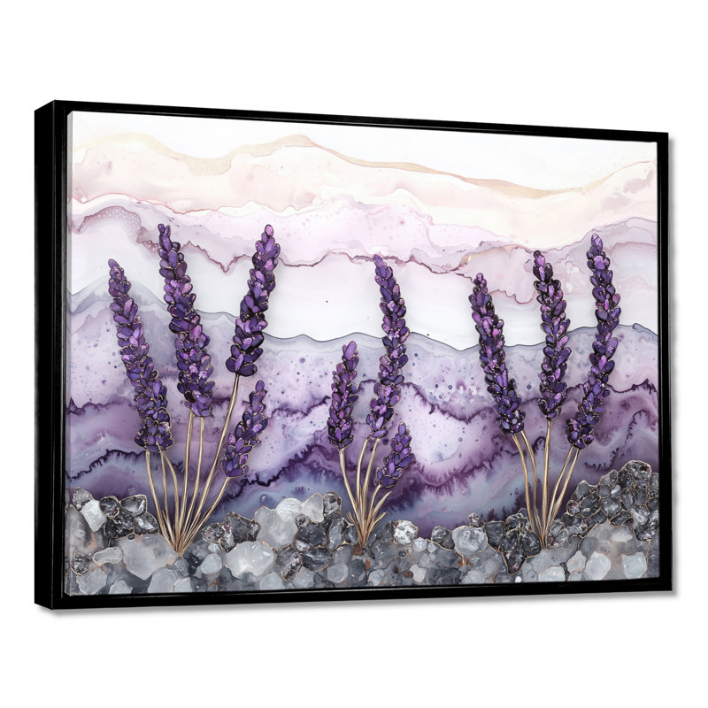 Velours lavande prés sur agate III - décoration murale lavande, Noir, H 12 po x l 20 po