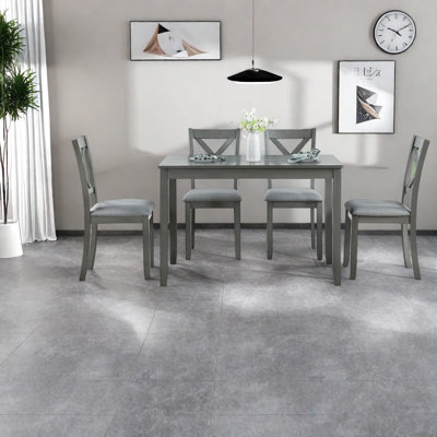 Ensemble de table de salle à manger compact en bois gris, design moderne pour petits espaces