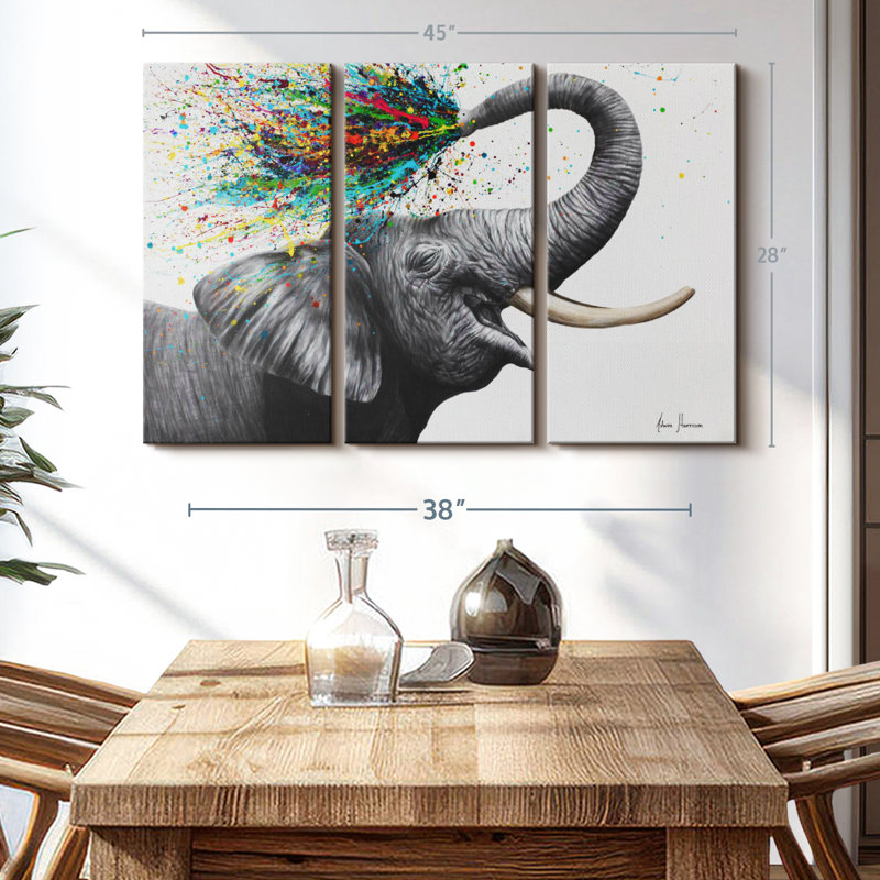 «Elephant Elation» sur toile, H 45 po x l 28 po