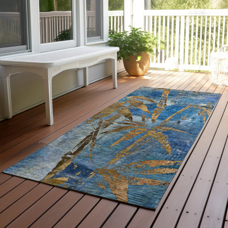 Machine Washable Indoor/Outdoor Bernadette ACN2222 Botanical Rug, Runner 2'3" x 7'6"