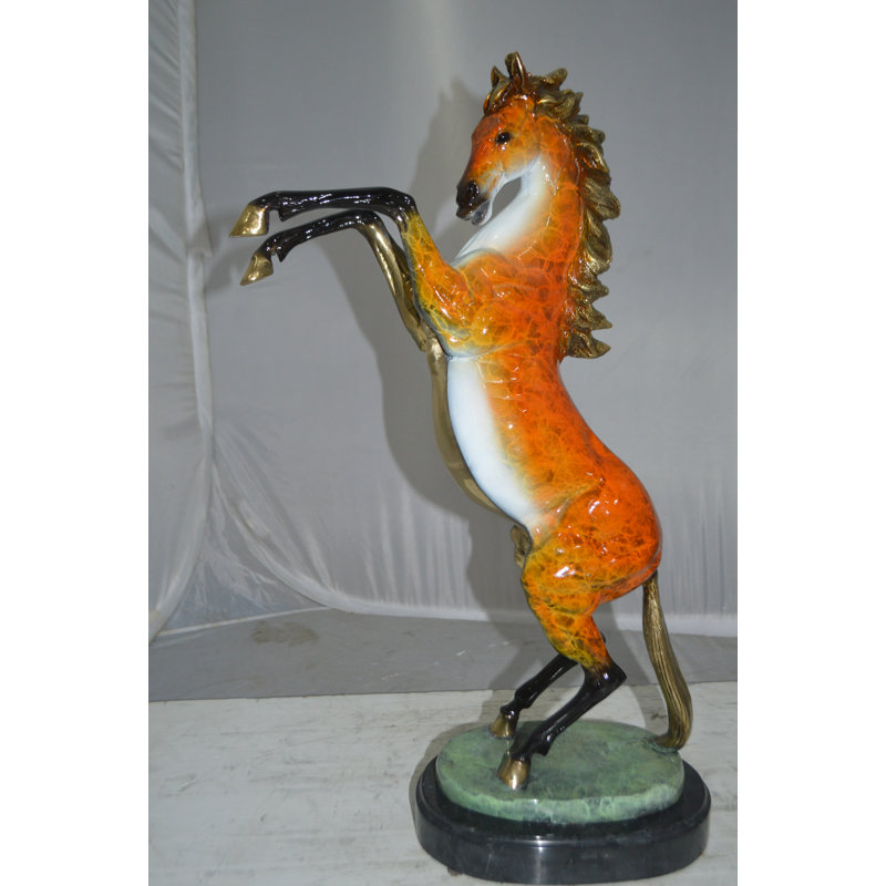 Juhl Horse on a Marble Base Bronze Statue -  Size: 20"L x 8"W x 27"H.