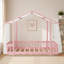 Lit plateforme simple avec baldaquin en tissu transparent et guirlande lumineuse-678601076-678601079