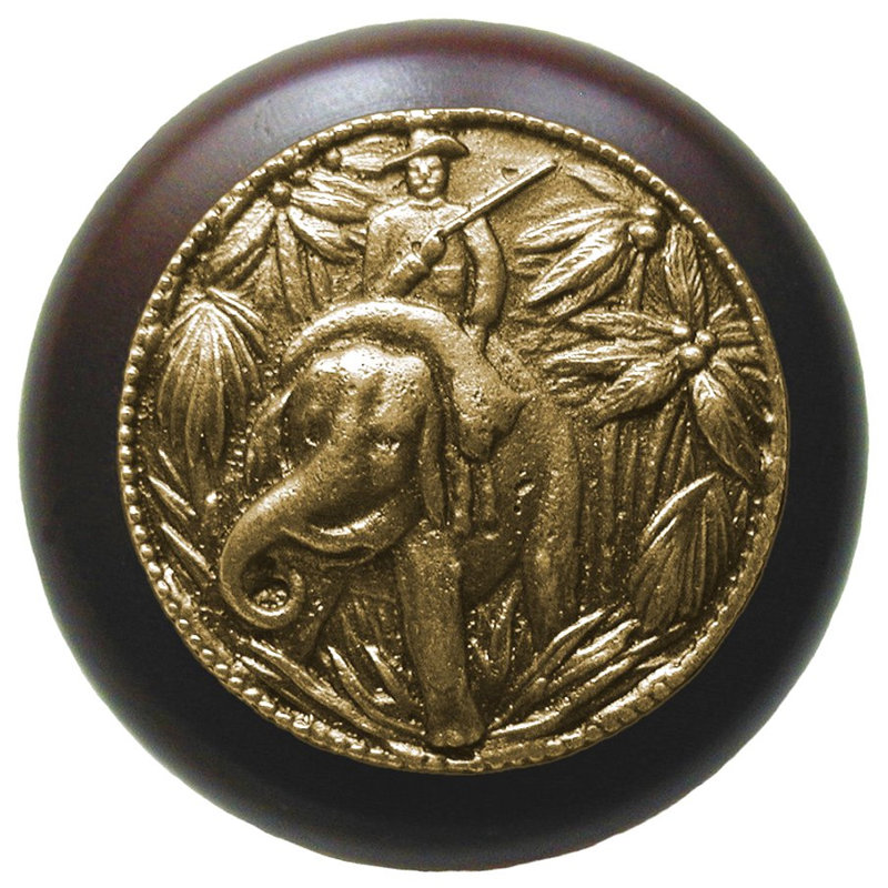 All Creatures Mushroom Knob, Antique Brass / Dark Walnut Wood