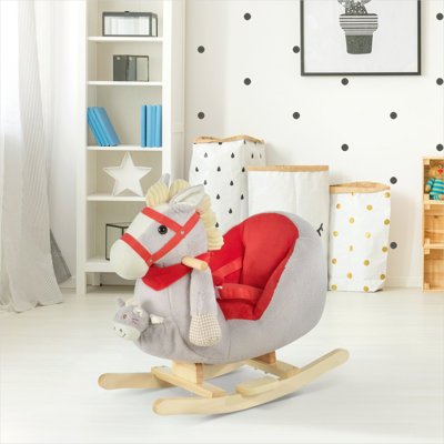 Peluche berçant avec berceuse et marionnettes en molleton gris corail pour les tout-petits de 18 à 36 mois