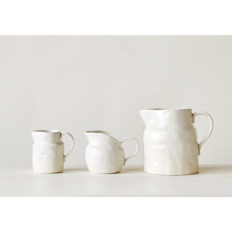 Adrielle 14oz White Stoneware Pitcher