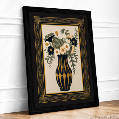 Gold Striped Abundance Botanical - Framed Print