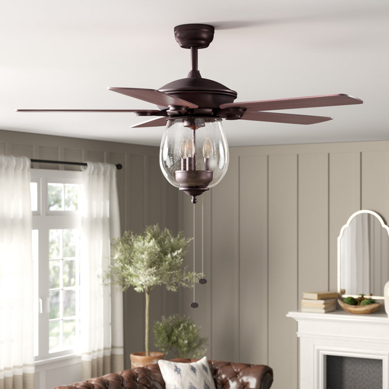 Baldy 52'' Ceiling Fan with Light Kit, Pull Chains