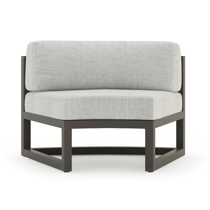Avion 43" Wide Outdoor Curved Patio Sectional with Sunbrella Cushions, Slate, Cast Silver Sunbrella®