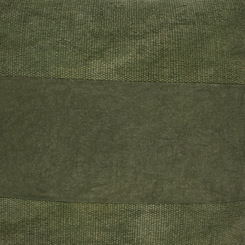 Dunbar Striped Cotton Pillow Cover, 20" x 20", Dark Green