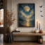 Art mural sur toile Glow Full Moon Over Golden Clouds and Ocean-1282865929