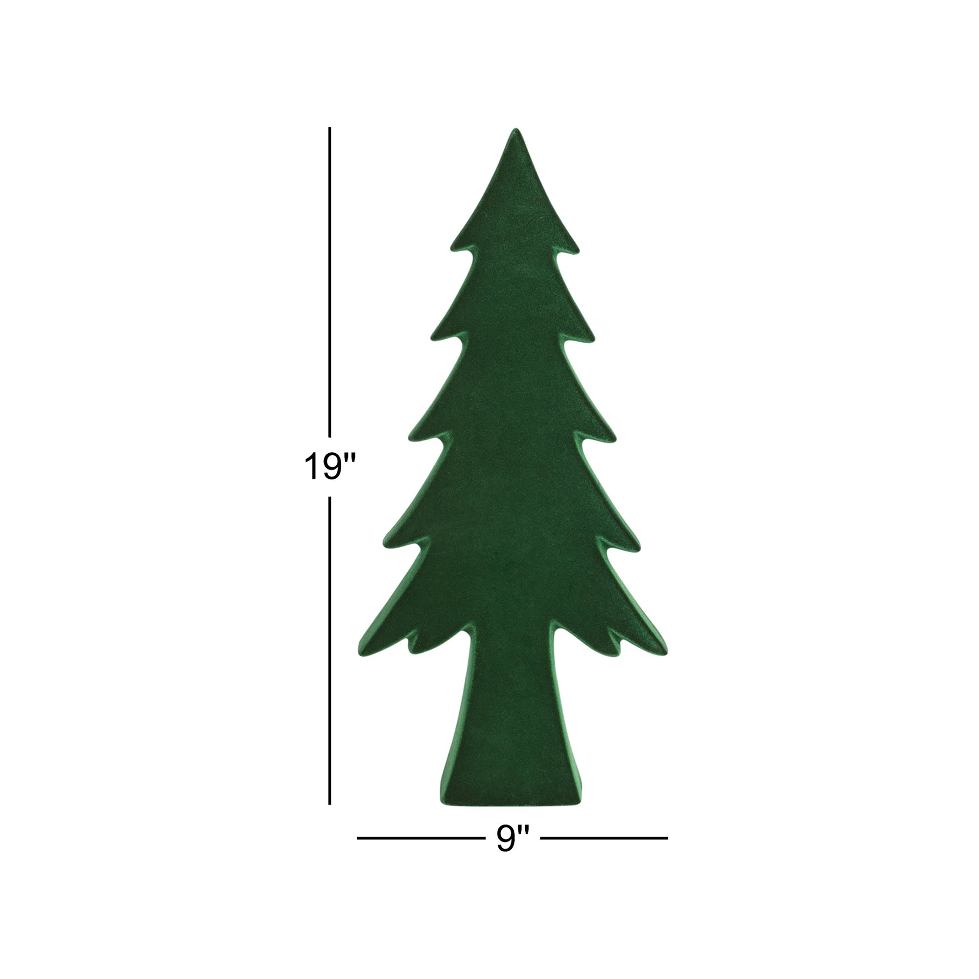 Flocked Tree, Green, 16" H x 7" W x 3" D