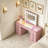 Makeup Vanity Set with LED Lighted Mirror HD Glass Top Built-in RGB Light Strips Large 13 Drawers-1652999662