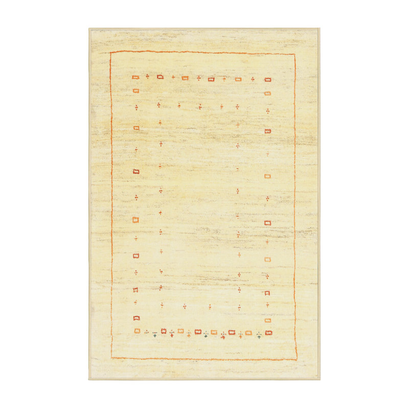 Tapis de zone jaune contemporaine, Rectangle 8 pi x 10 pi