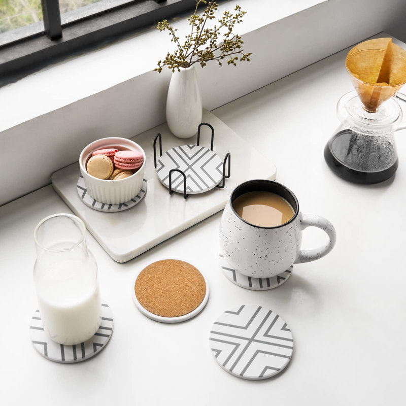 Ensemble de 6 sous-verres gris 4 pouces