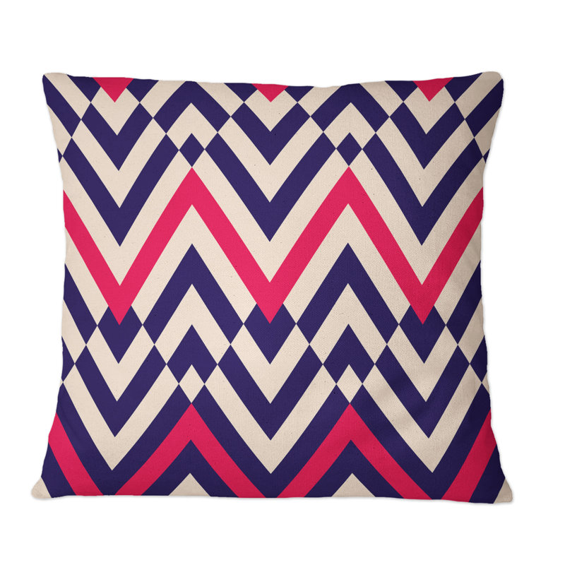 Coussin décoratif à motif de chevrons rouges, blancs et noirs II, 18 po x 18 po
