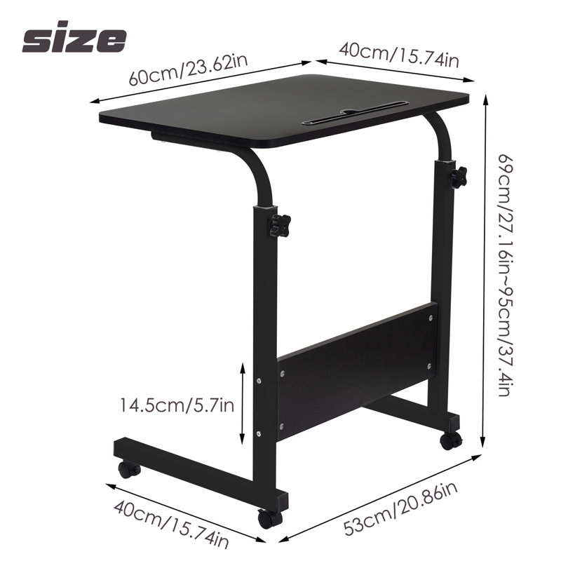 Adjustable Computer Desk, 69cm H x 60cm W x 40cm D, Black