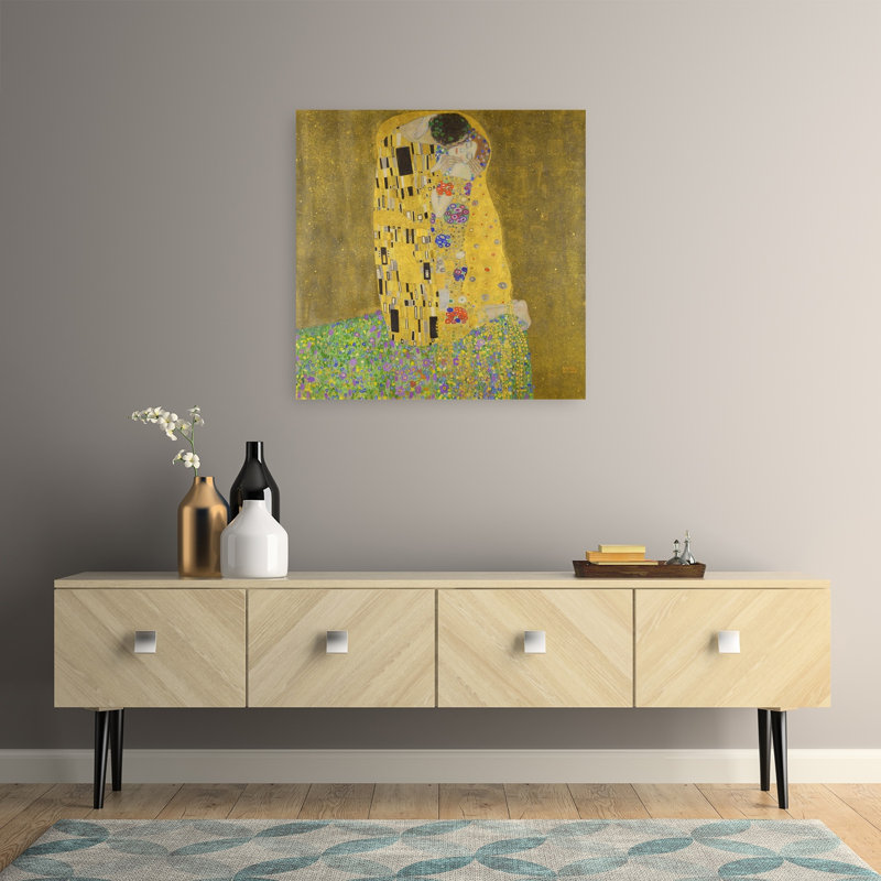 Le Baiser, estampe d'art mural abstrait contemporain de 1907-1908, H 32 po x l 32 po
