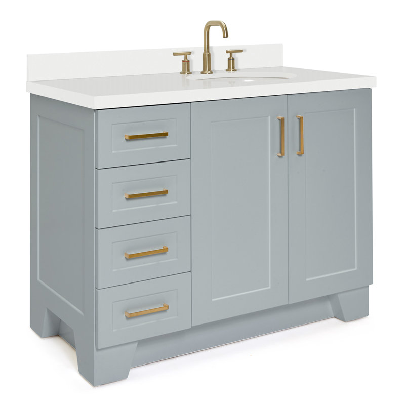 43 IN.  Single Bathroom Vanity, Gray, Right , Oval