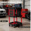 Capacité chariot en plastique, chariot à outils à 3 niveaux avec tablettes latérales pour garage, atelier-123156946