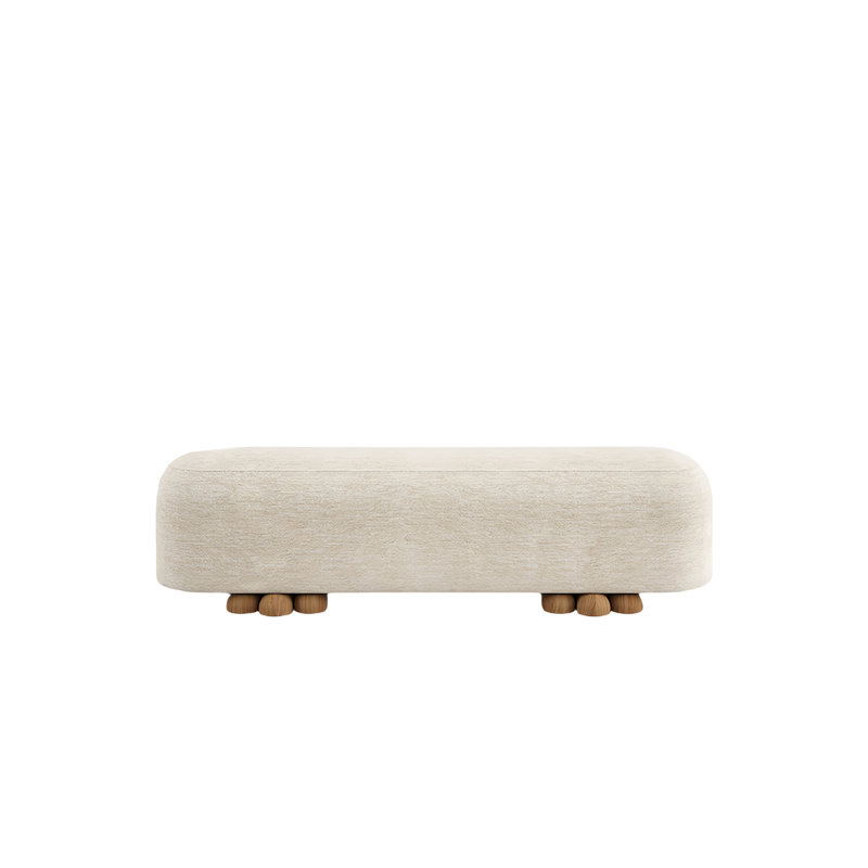 Banc rembourré en mélange de coton Gwyndaf, H 17,71 po x l 59,05 po x P 17,71 po