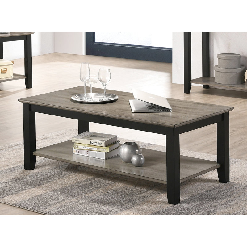 Rectangular Dark Brown Coffee Table With Storage Shelf For Home Decoration Ideas