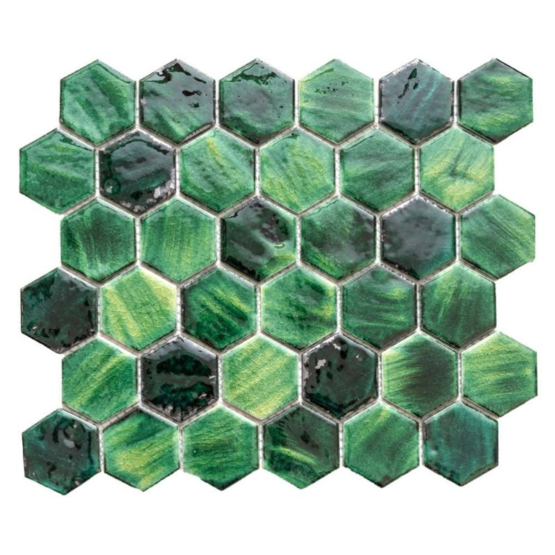 Carreau de mosaïque murale en porcelaine brillante 2 po x 2 po Agate, Émeraude