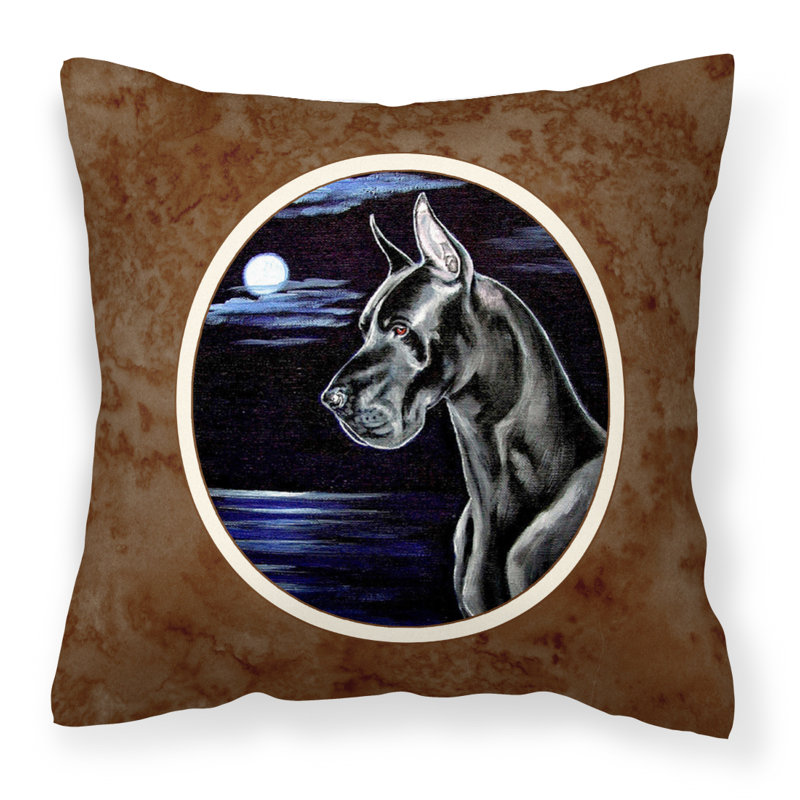  Coussin décoratif noir 14 "Great Dane in the Moonlight