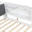 Structure de lit double blanche avec tête de lit avec rangement, 2 tiroirs, et en bois de pin +, tablettes intégrées faciles à monter, capacité de charge élevée et rembourrée-1505571016