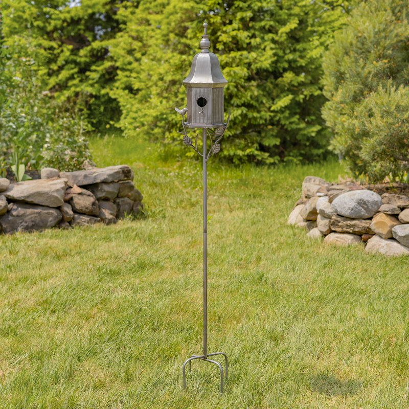 Cabane à oiseaux 64 po x 8,5 po x 8 po Borgar, Argent antique