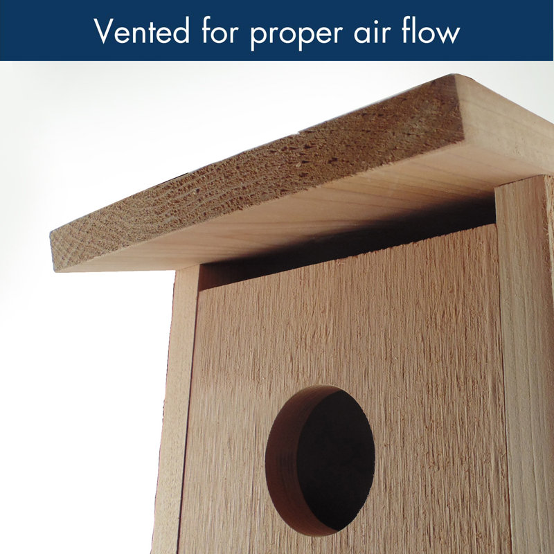 15'' Brown Cedar Wood Woodpecker House with Sloping Roof